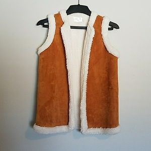 Faux suede and sherpa vest
